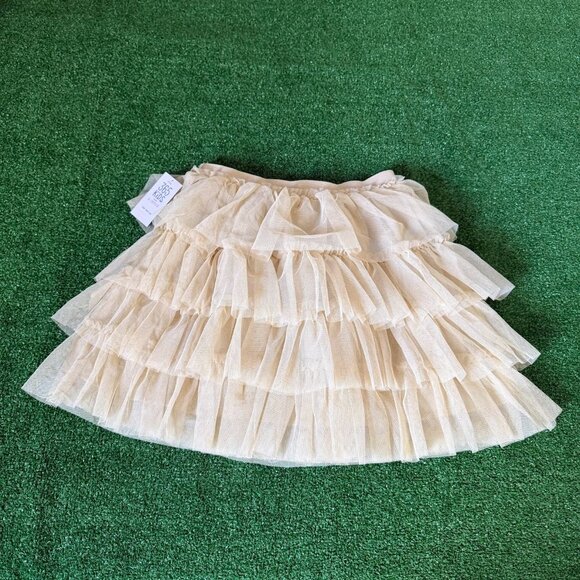 365 Kids A-Line Elastic Waist Multi-Tier Mesh Lined Beige Skirt Girl Size 10 NWT - Picture 7 of 10